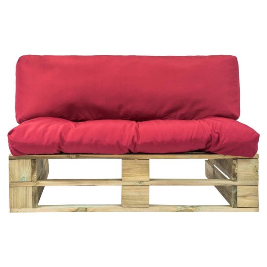 Vidaxl Tuinbank Met Rode Kussens Pallet Grenenhout - Rood