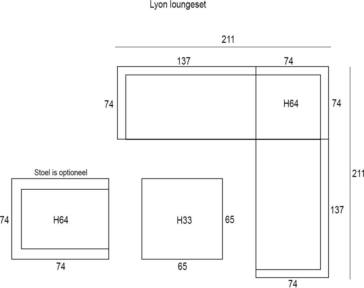 Garden Impressions Lyon Loungeset 5-delig Incl. Lounge Tuinstoel - Reflex Black - Grijs