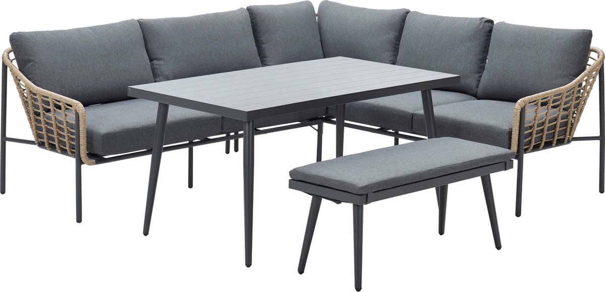 Garden Impressions Ashton Lounge Dining Set Rechts - Natural Rotan - Bruin