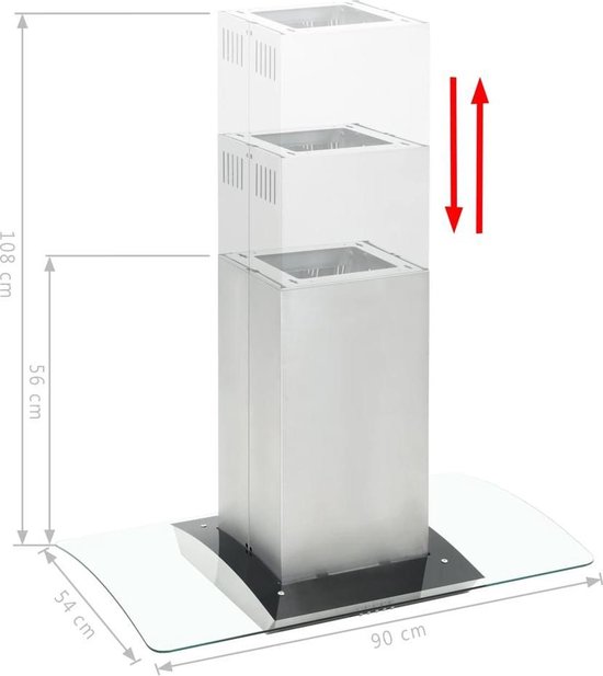 Vidaxl Eilandafzuigkap 756 M³/u Led 90 Cm Roestvrij Staal - Silver