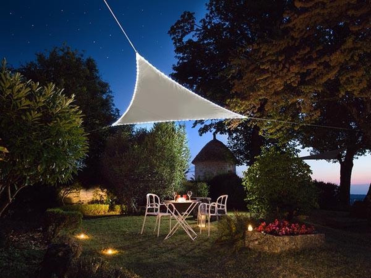 Perel Schaduwdoek Solar Rand-leds 3,6 Meter Polyester Taupe - Grijs