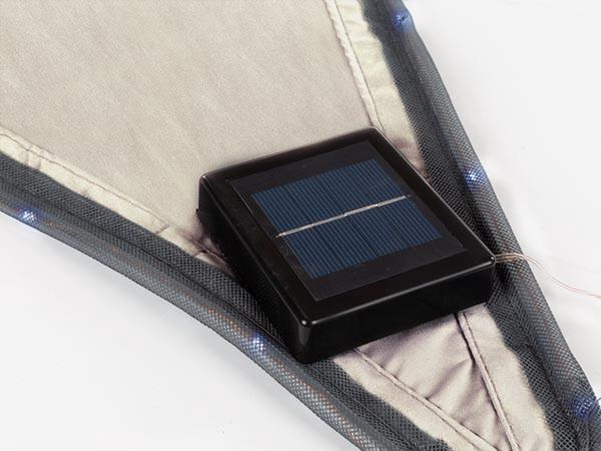 Perel Schaduwdoek Solar Rand-leds 3,6 Meter Polyester Taupe - Grijs