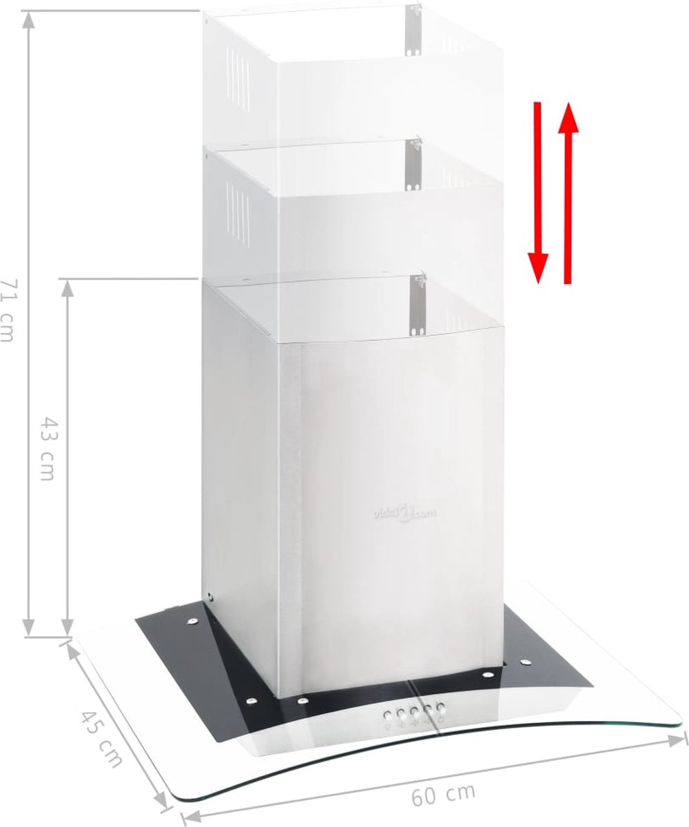 Vidaxl Wandafzuigkap 756 M³/u Led 60 Cm Roestvrij Staal - Silver