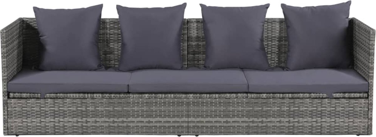 Vidaxl Tuinbed 200x60 Cm Poly Rattan - Grijs