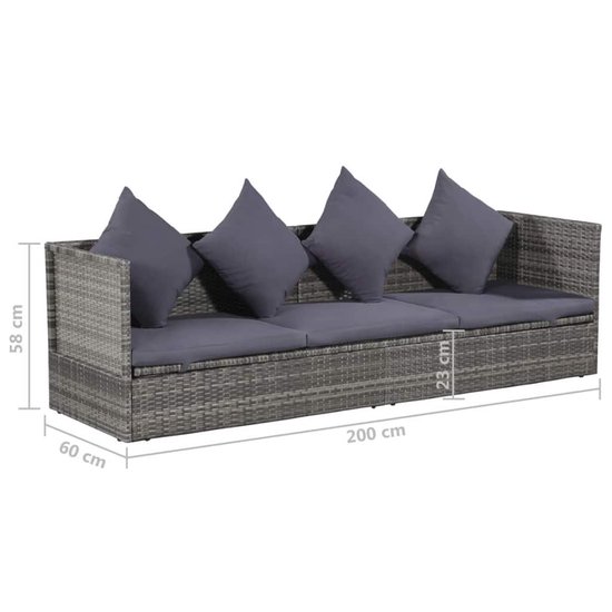 Vidaxl Tuinbed 200x60 Cm Poly Rattan - Grijs