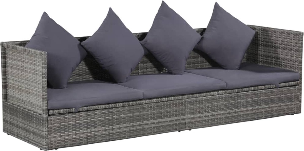 Vidaxl Tuinbed 200x60 Cm Poly Rattan - Grijs