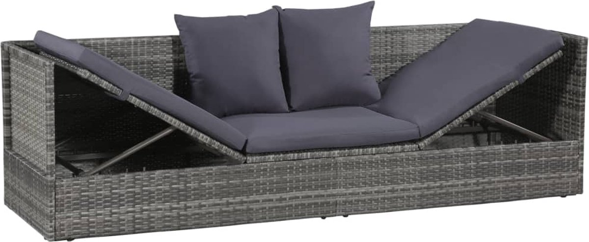 Vidaxl Tuinbed 200x60 Cm Poly Rattan - Grijs