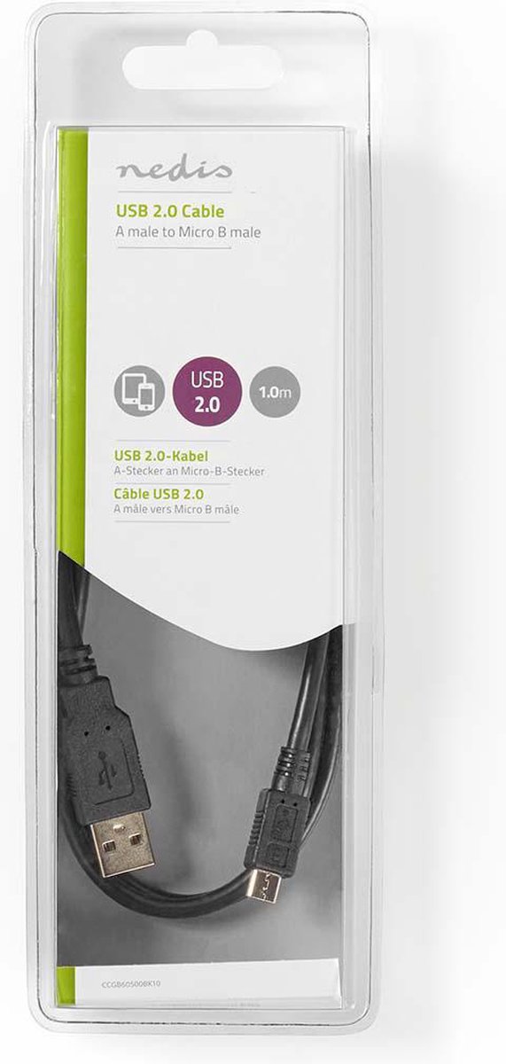 Nedis Usb-kabel 1.00 M - Zwart