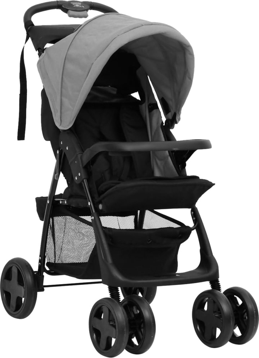 Vidaxl Kinderwagen 2-in-1 Staal Licht En - Grijs