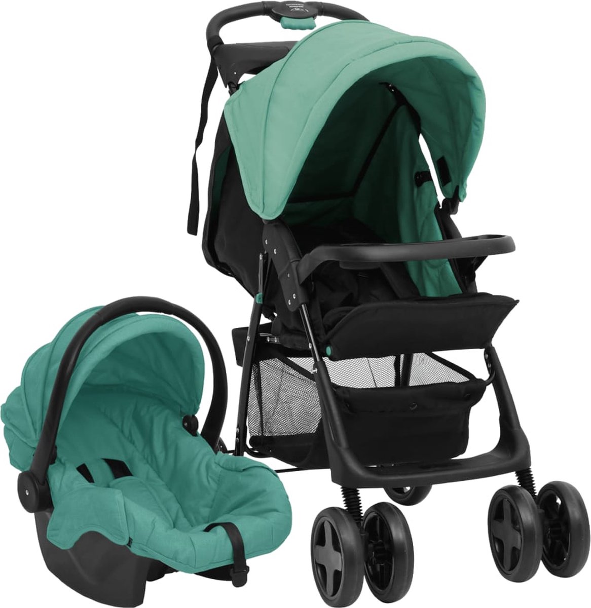 Vidaxl Kinderwagen 3-in-1 Staal En - Groen