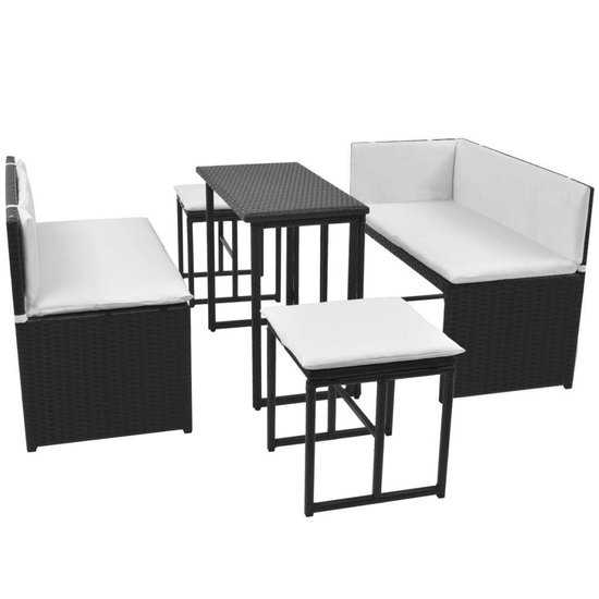 Vidaxl Tuinset Poly Rattan 12-delig - Zwart