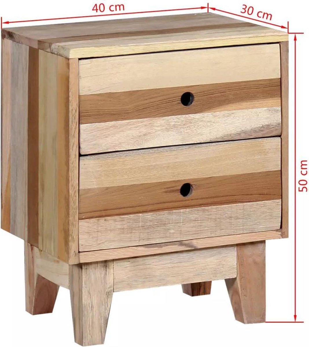 Vidaxl Nachtkastje Massief Gerecycled Hout - Beige