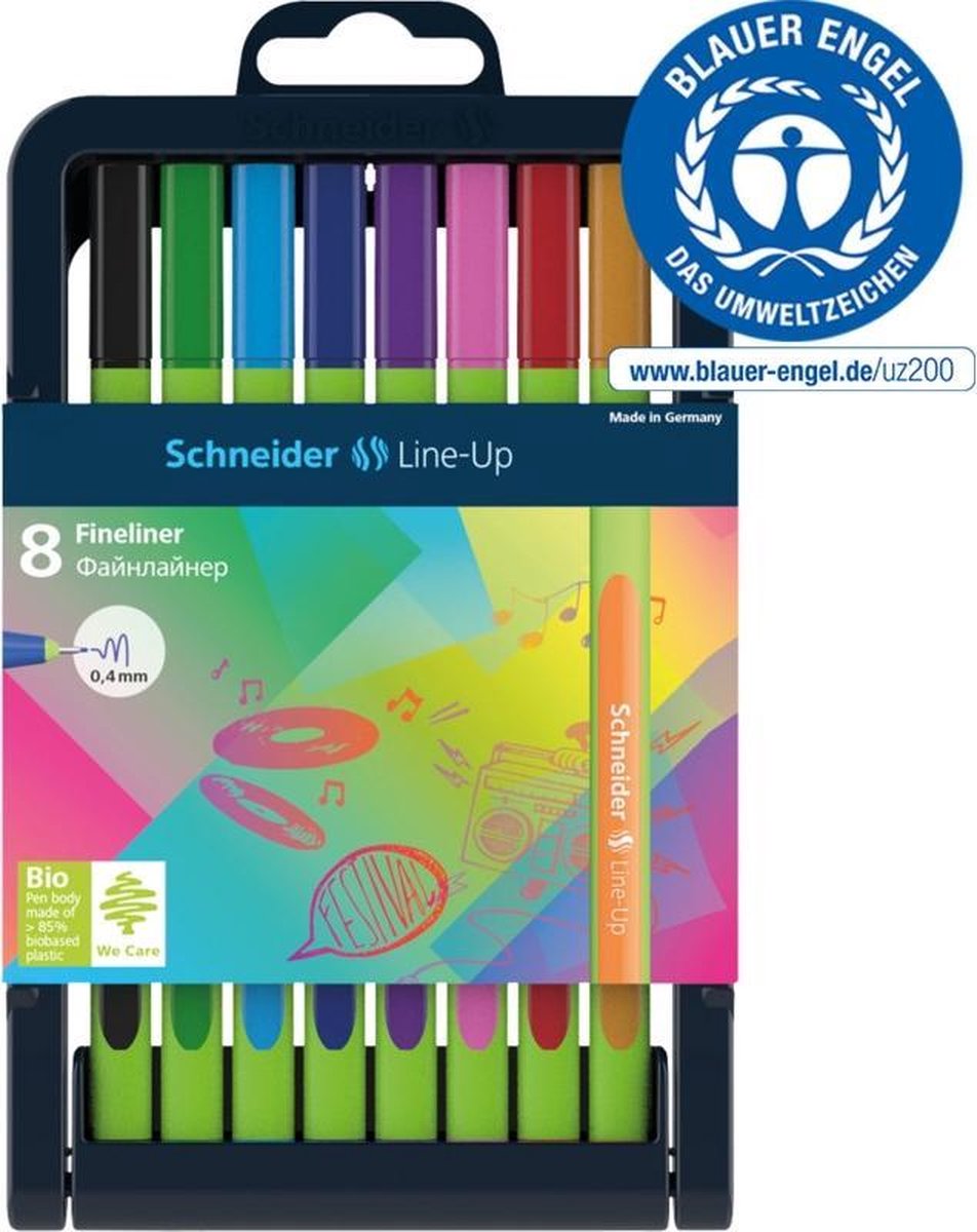 Schneider Electric Fineliner Set Line-up 0,4 Mm 16 Cm Rubber 8 Stuks