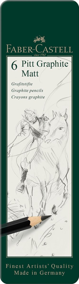 Faber Castell Grafietpotloden Pitt Mat Etui 18 Cm 6 Stuks - Grijs