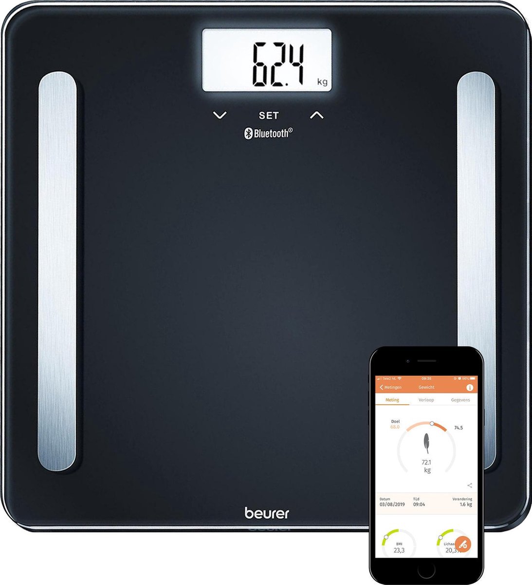 Beurer Bf600 - Personenweegschaal Lichaamsanalyse - Bluetooth - 180kg - - Zwart