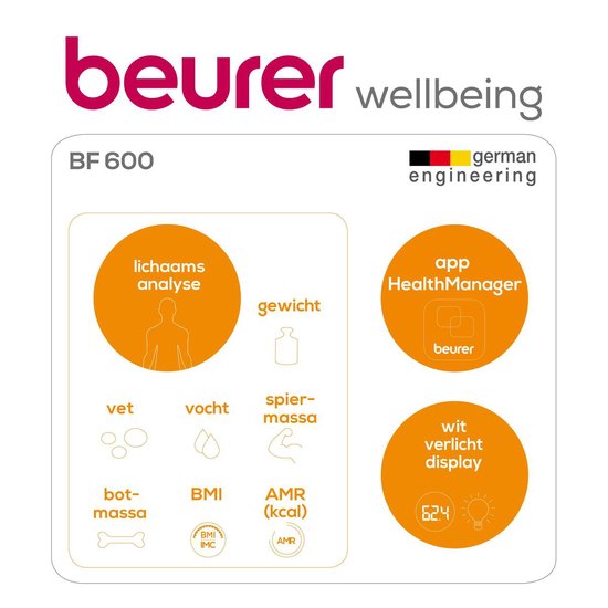 Beurer Bf600 - Personenweegschaal Lichaamsanalyse - Bluetooth - 180kg - - Zwart