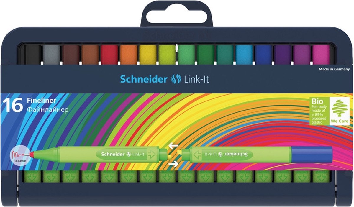 Schneider Electric Fineliner Set Link-it 0,4 Mm Rubber 16 Stuks