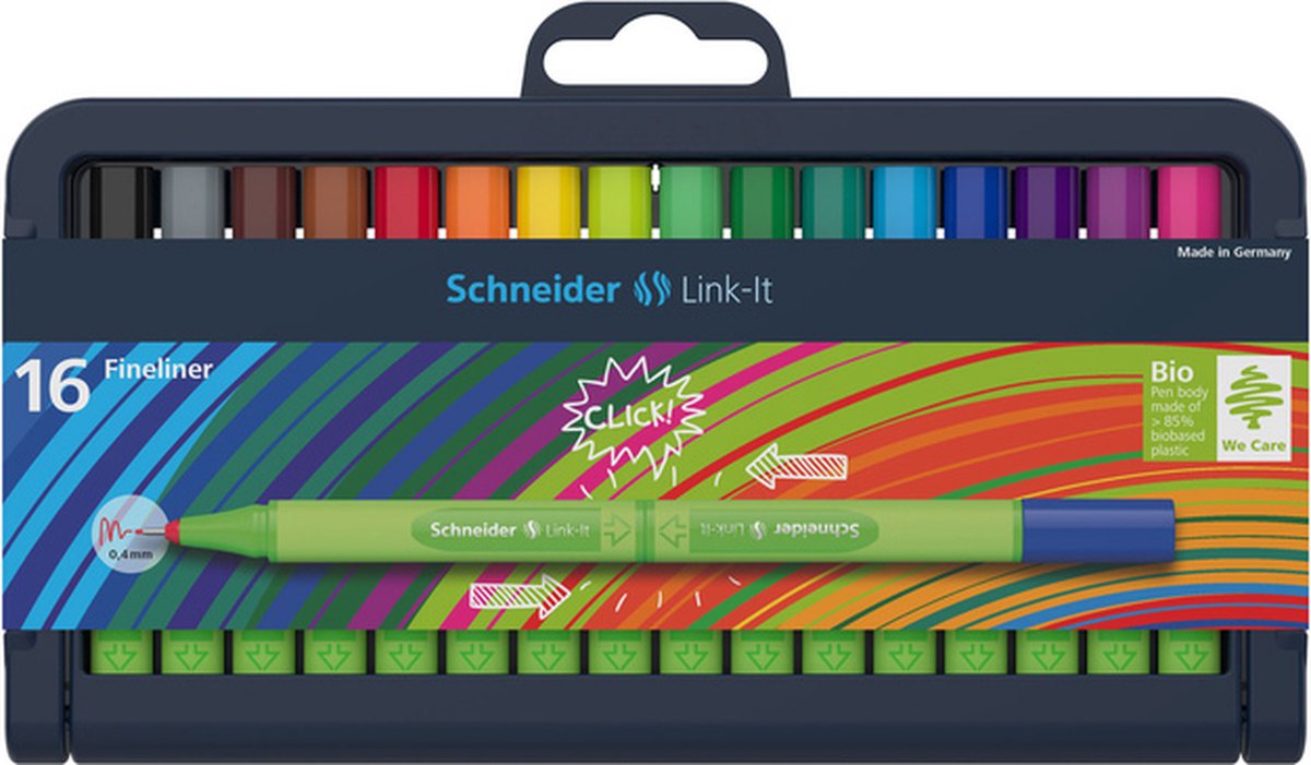 Schneider Electric Fineliner Set Link-it 0,4 Mm Rubber 16 Stuks