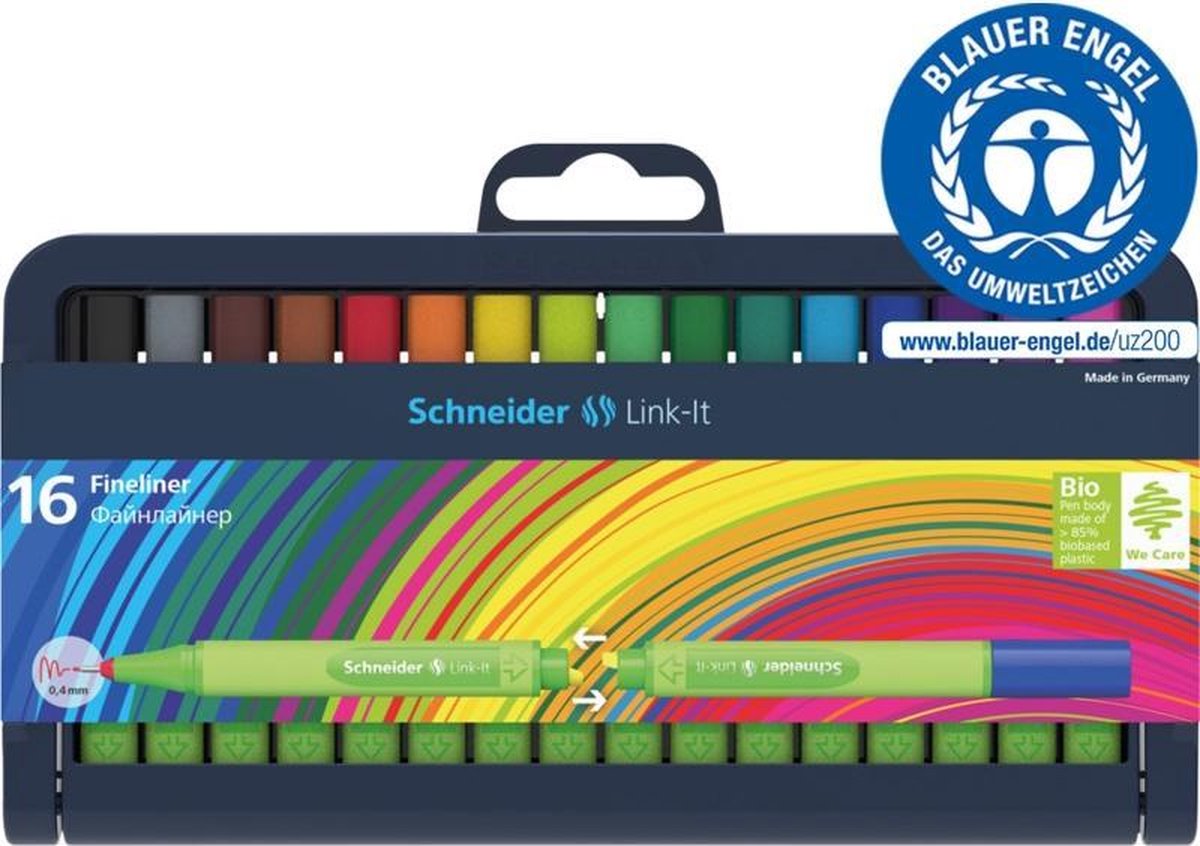 Schneider Electric Fineliner Set Link-it 0,4 Mm Rubber 16 Stuks
