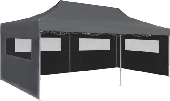 Vidaxl Partytent Pop-up Inklapbaar Met Zijwanden 3x6 M Antraciet - Grijs