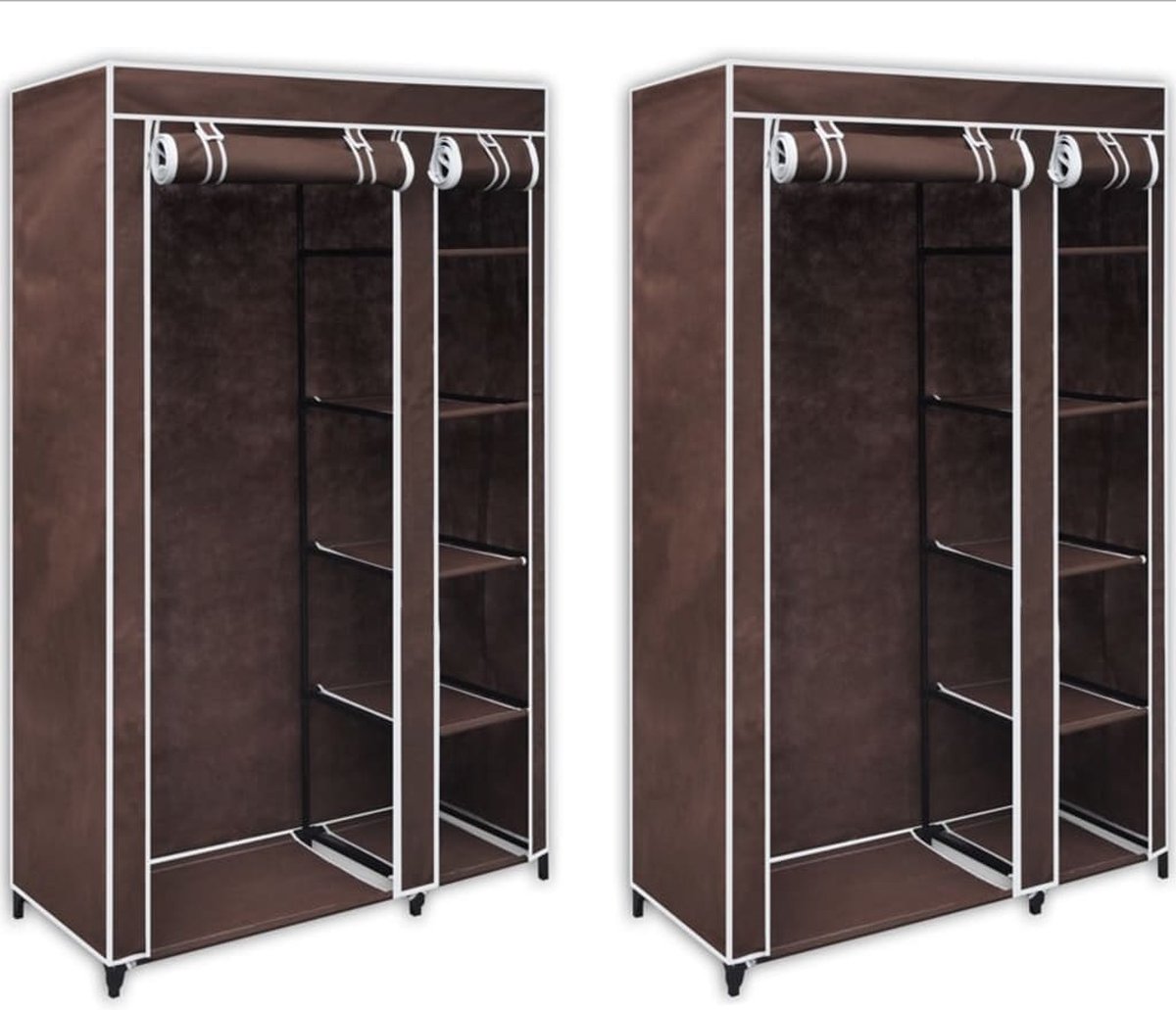 Vidaxl Kledingkasten Stof 2 St - Bruin