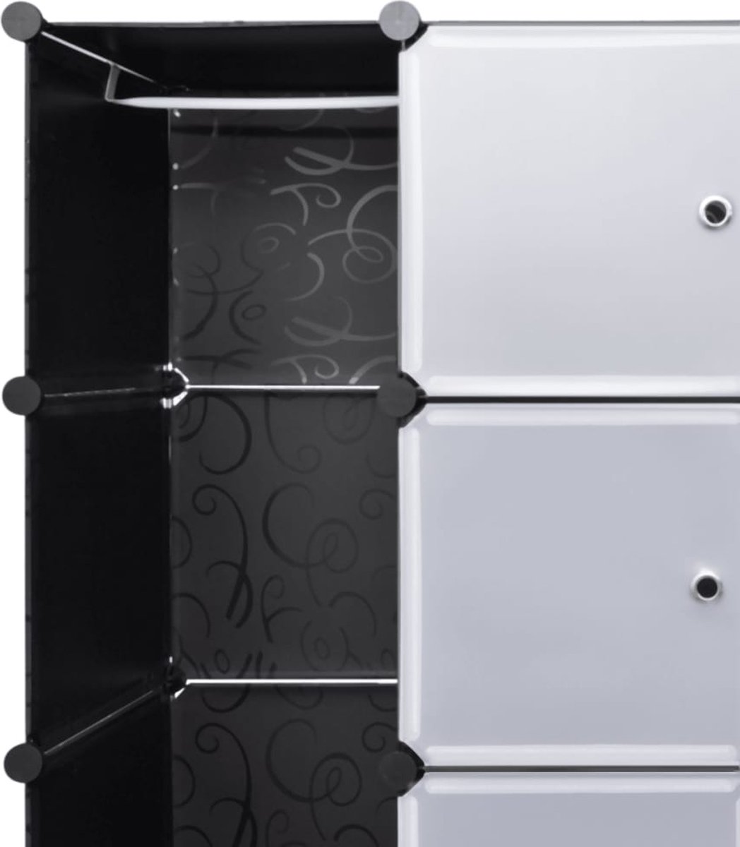Vidaxl Kast Modulair Met 18 Vakken 37x146x180,5 Cm En Wit - Zwart
