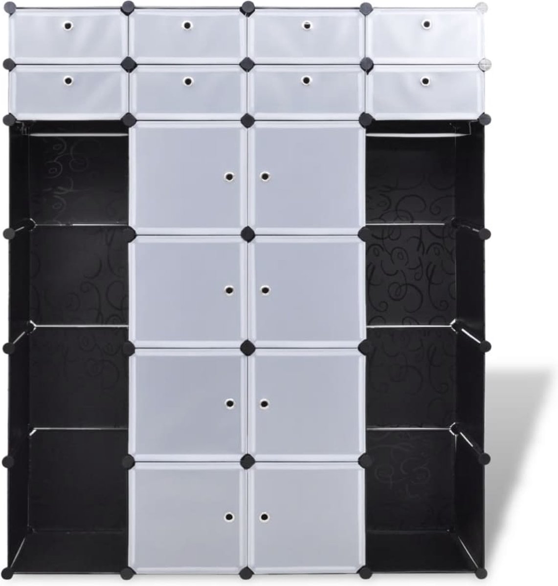 Vidaxl Kast Modulair Met 18 Vakken 37x146x180,5 Cm En Wit - Zwart