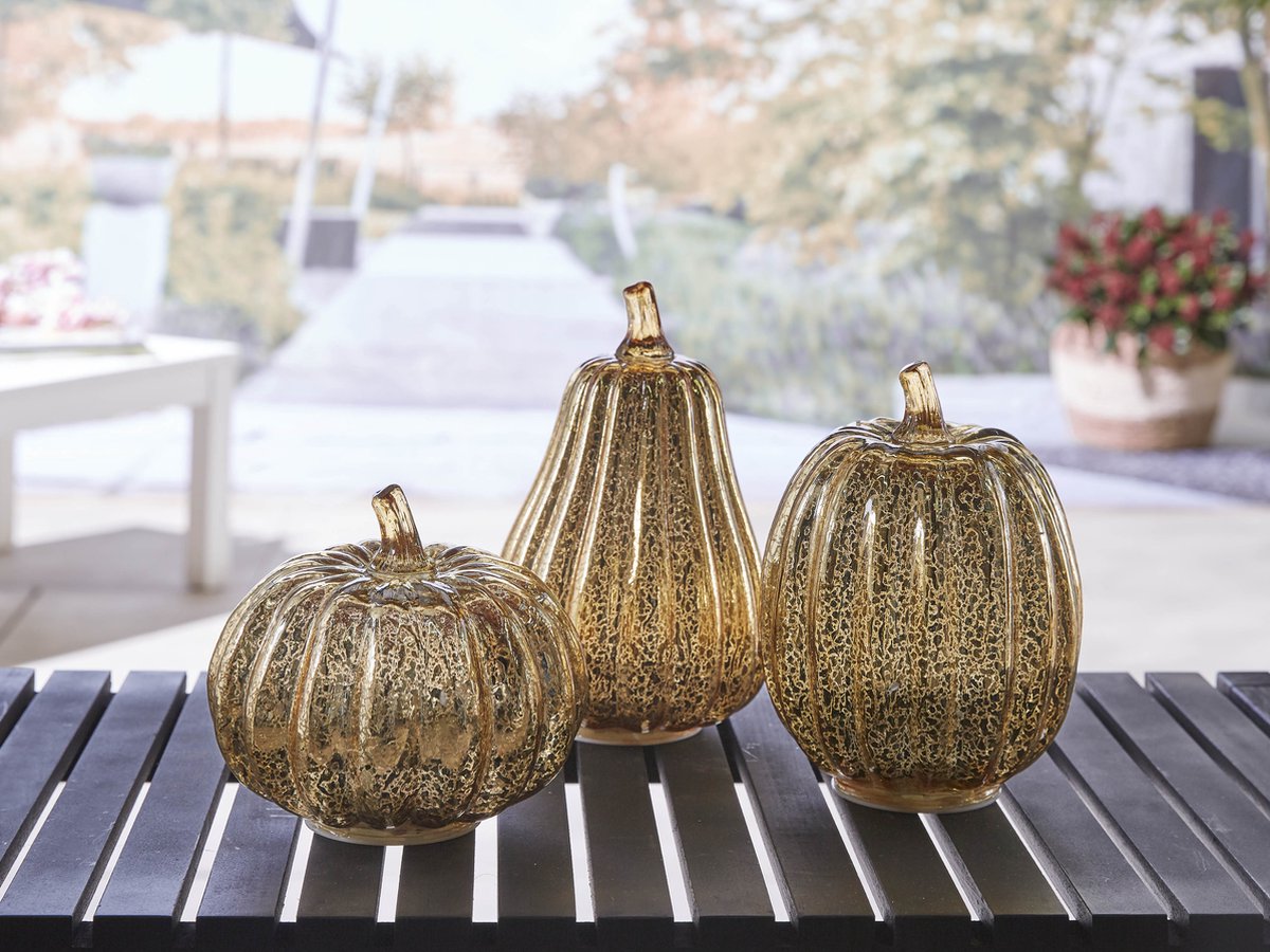 Luxform Tafellamp Pompoen 10 Led 16,3 X 16,3 X 14 Cm Glas Goud
