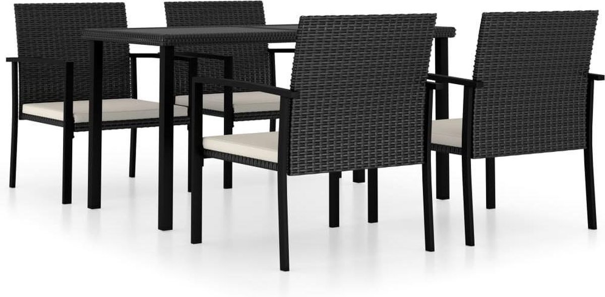 Vidaxl 5-delige Tuinset Poly Rattan - Negro