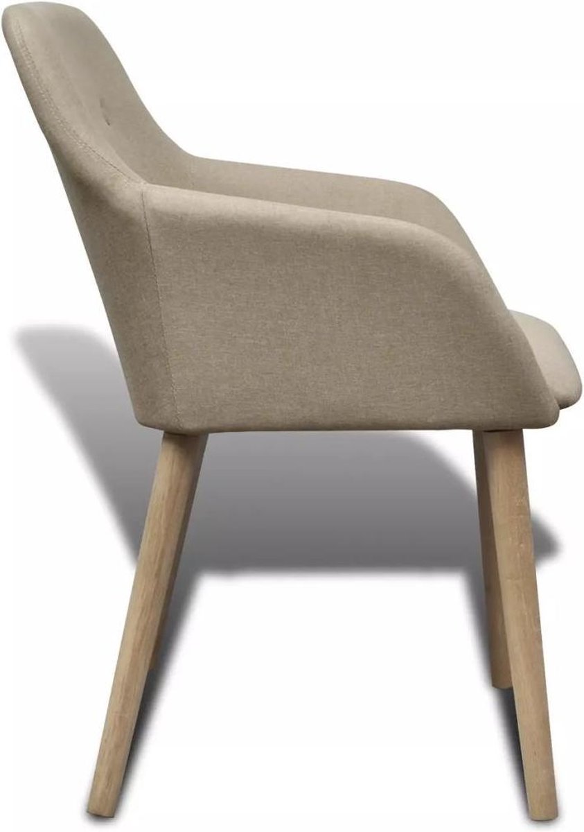 Vidaxl Eetkamerstoelen 4 St Stof En Massief Eikenhout - Beige