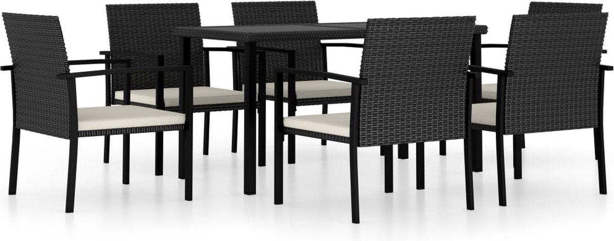 Vidaxl 7-delige Tuinset Poly Rattan - Zwart