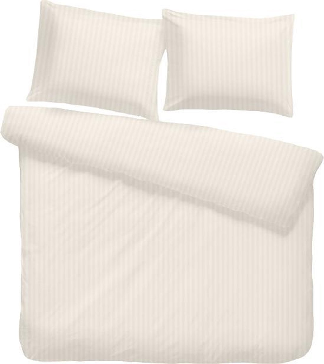 iSleep Dekbedovertrek Satijnstreep - Licht - 2-persoons 200x200/220 Cm - Beige