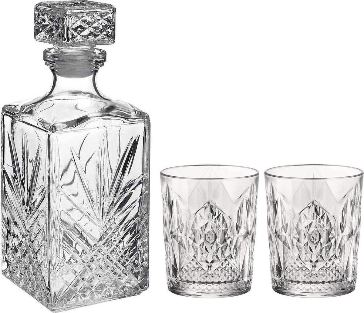 Bormioli Rocco Whisky Drank Set Karaf Met 6x Tumbler Whiskyglazen 390 Ml - Whiskeyglazen