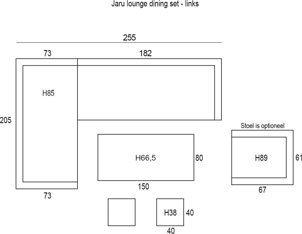 Garden Impressions Jaru Lounge Dining Set 6-delig Links - Extra Luxe Kussens - Grijs
