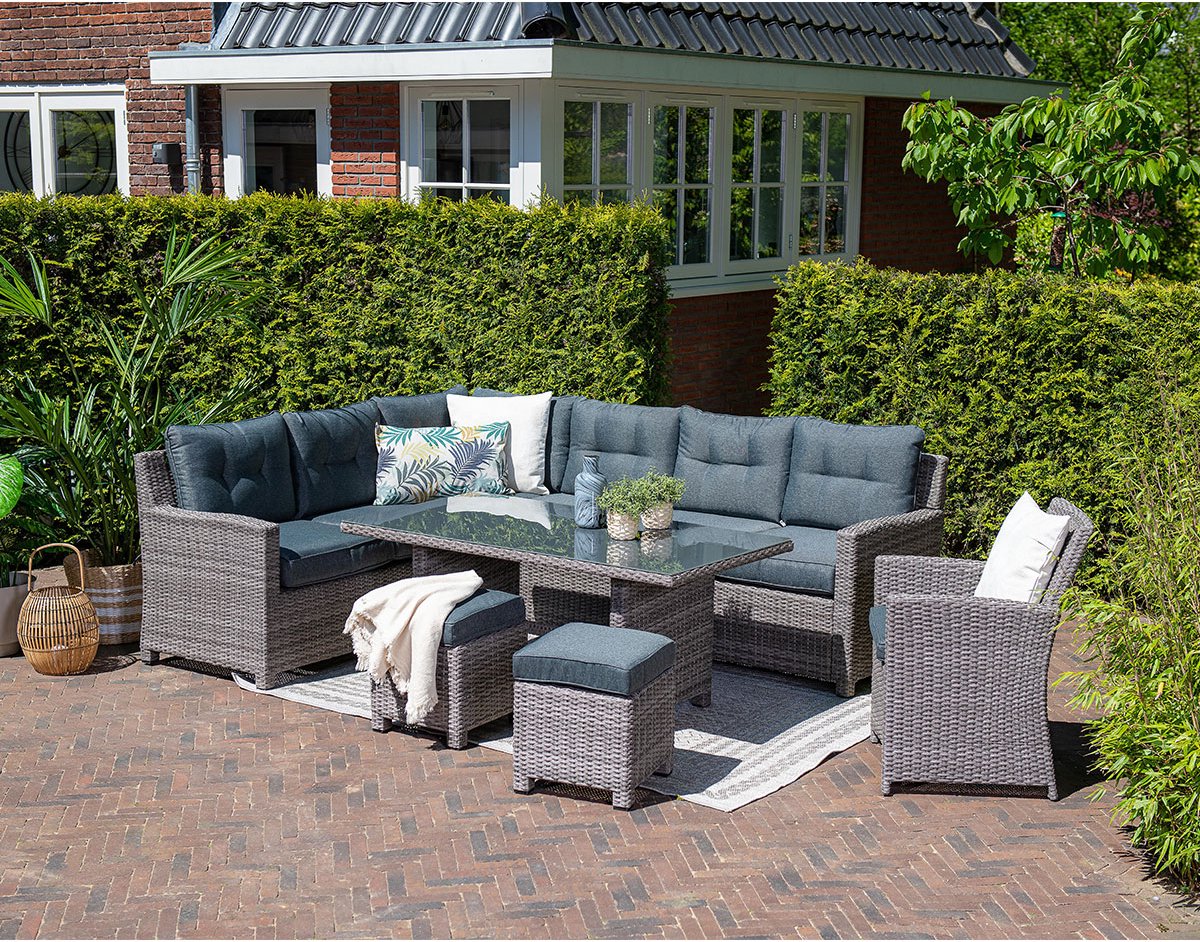 Garden Impressions Jaru Lounge Dining Set 6-delig Links - Extra Luxe Kussens - Grijs