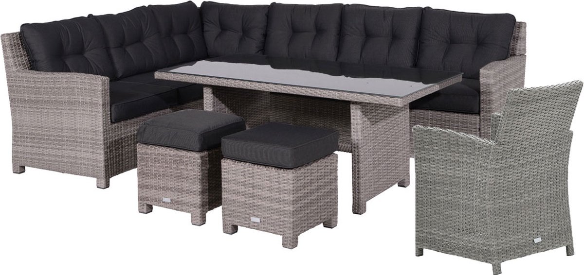 Garden Impressions Jaru Lounge Dining Set 6-delig Links - Extra Luxe Kussens - Grijs