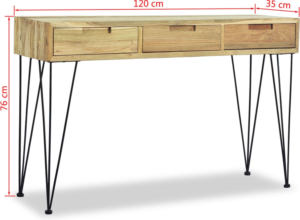 Vidaxl Wandtafel 120x35x76 Cm Massief Teakhout - Bruin