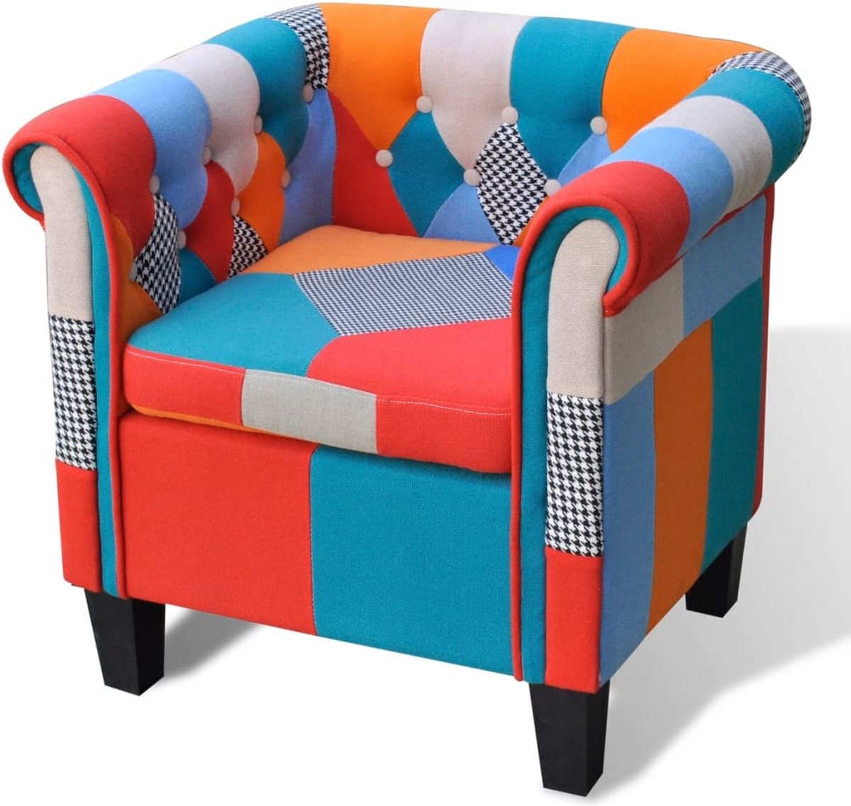 Vidaxl Fauteuil Met Patchwork Stof Meerkleurig - Bruin