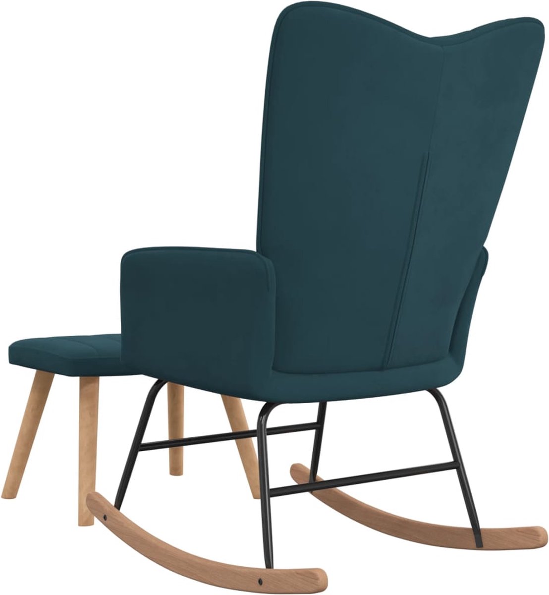 Vidaxl Schommelstoel Met Voetenbank Fluweel - Blauw