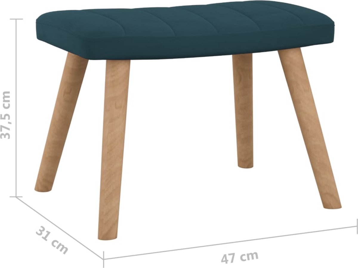 Vidaxl Schommelstoel Met Voetenbank Fluweel - Blauw