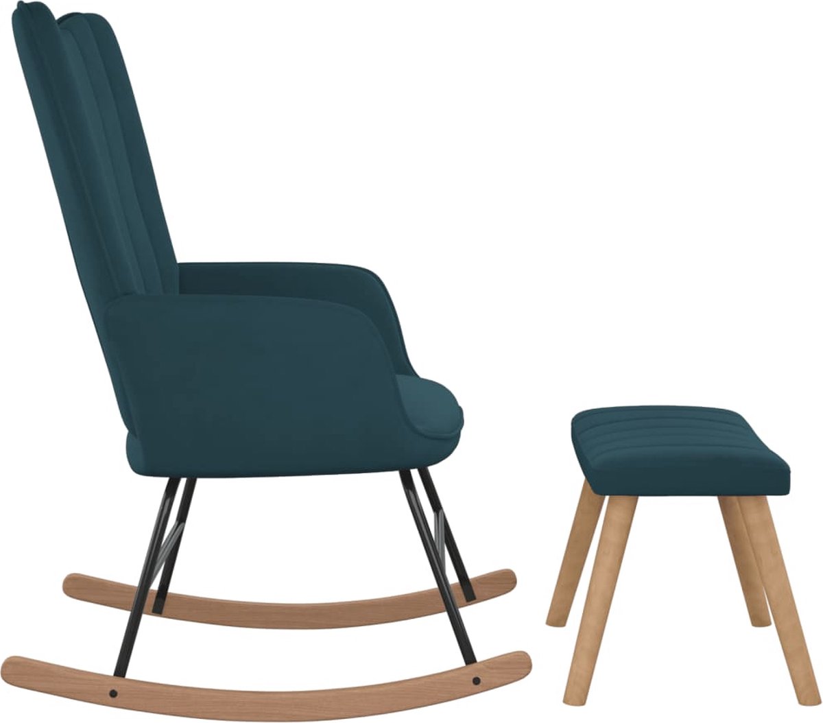Vidaxl Schommelstoel Met Voetenbank Fluweel - Blauw