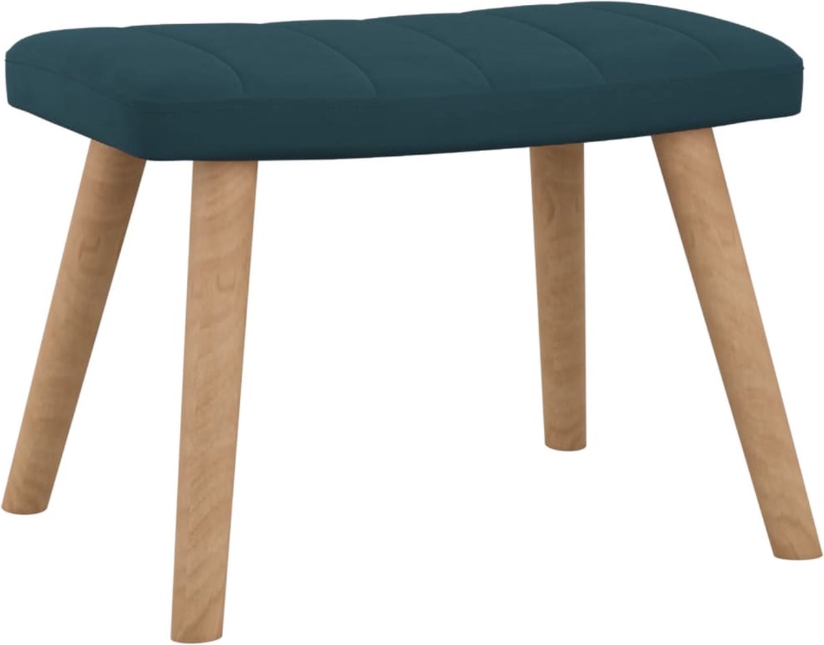 Vidaxl Schommelstoel Met Voetenbank Fluweel - Blauw