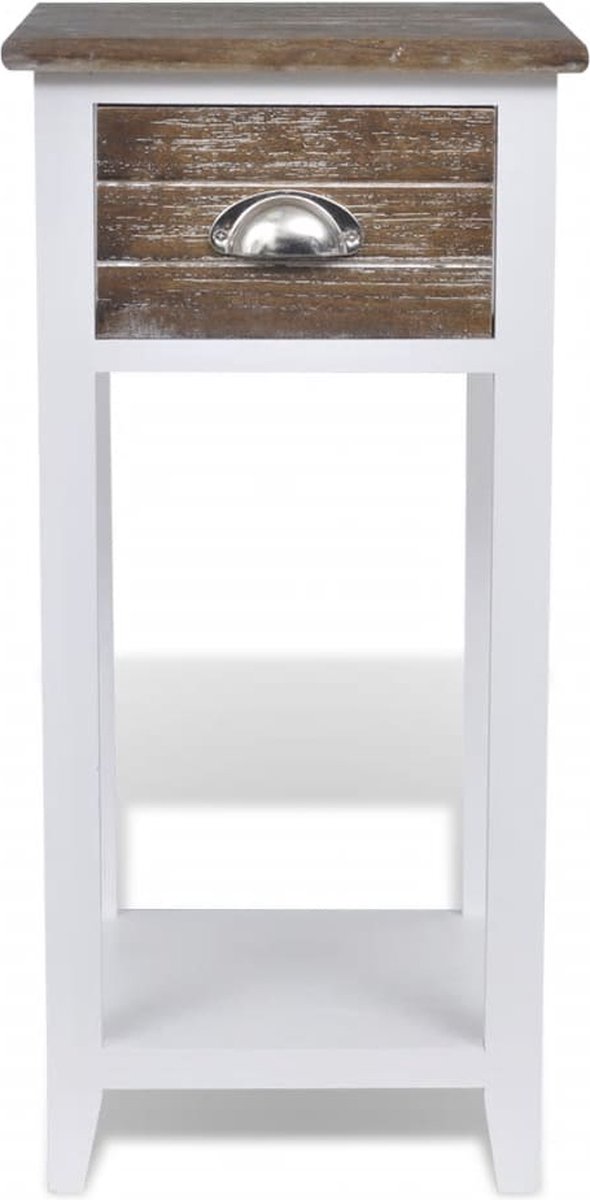 Vidaxl Nachtkastje Met 1 Lade En Wit - Bruin