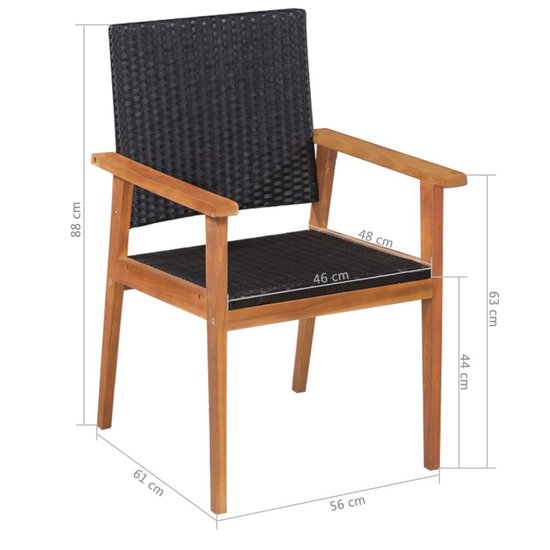 Vidaxl 5-delige Tuinset Poly Rattan En - Zwart