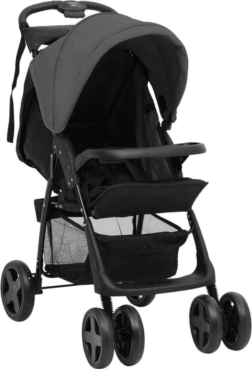 Vidaxl Kinderwagen 2-in-1 Staal Donker En - Gris