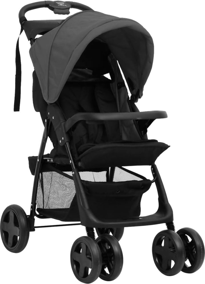 Vidaxl Kinderwagen 2-in-1 Staal Donker En - Grijs