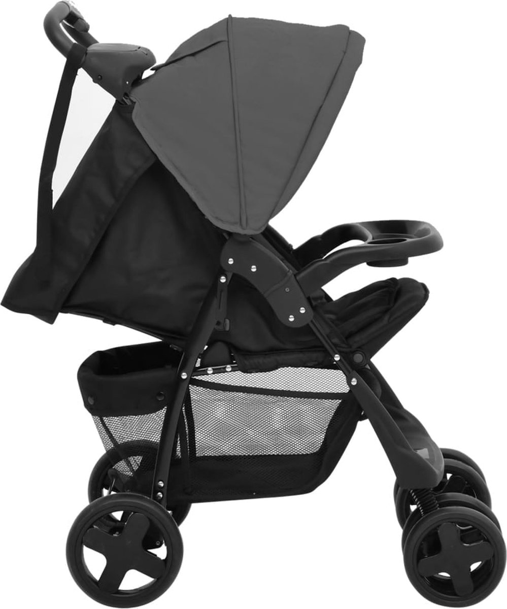 Vidaxl Kinderwagen 2-in-1 Staal Donker En - Grijs