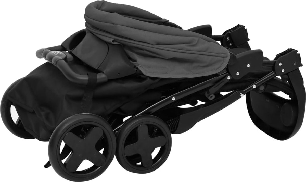 Vidaxl Kinderwagen 2-in-1 Staal Donker En - Grijs