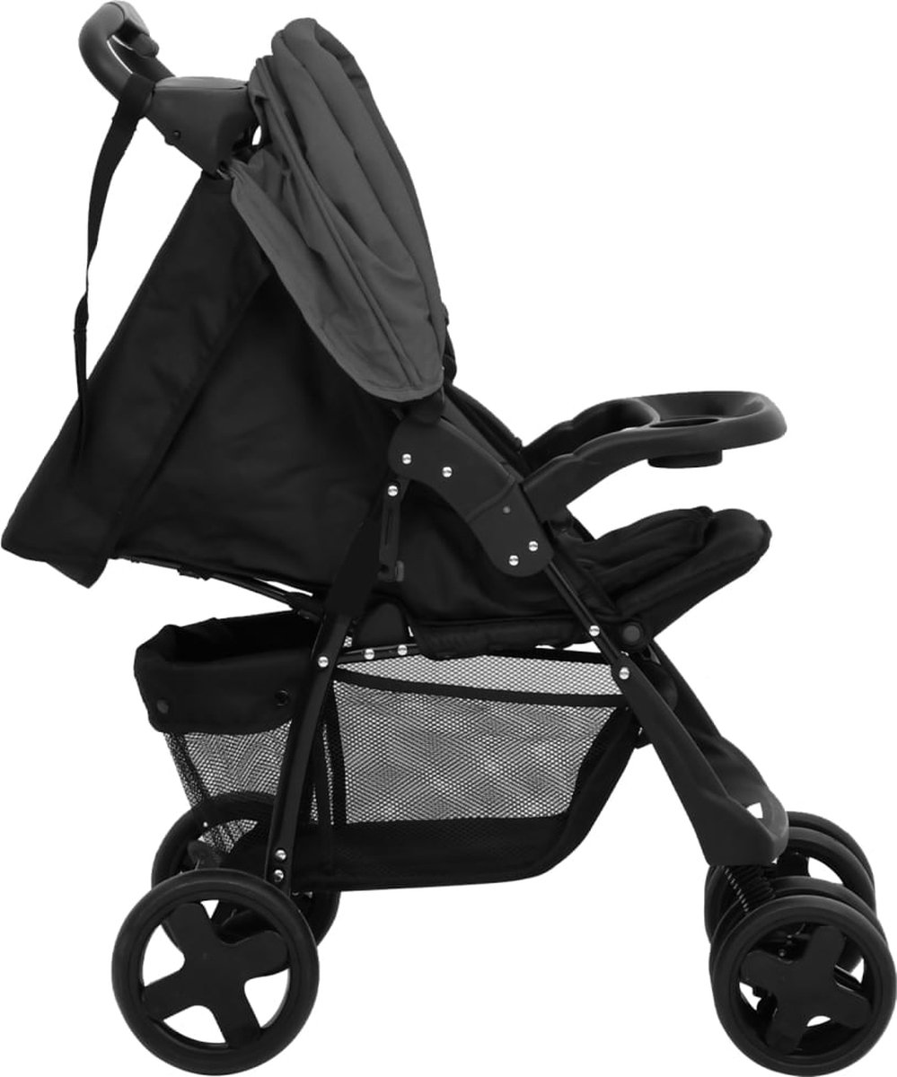 Vidaxl Kinderwagen 2-in-1 Staal Donker En - Grijs