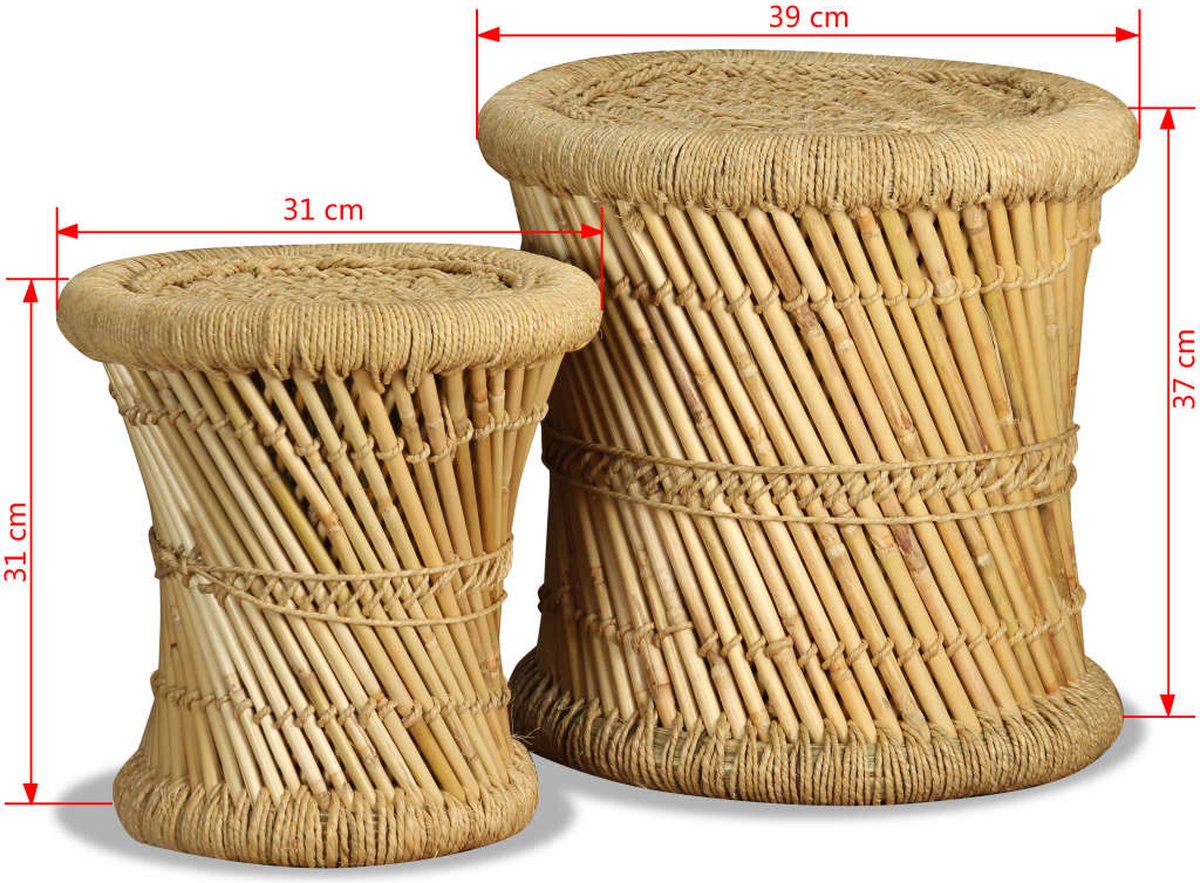 Vidaxl Krukken 2 St Bamboe En Jute - Bruin